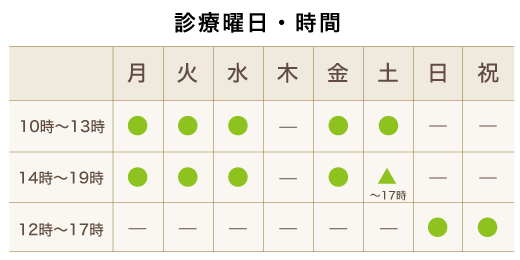 診療時間のご案内